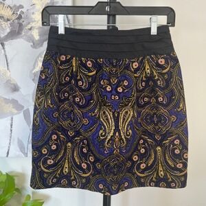 Anthropologie Skirt Mini Corduroy Paisley Boho Whimsigoth Dark Fairy Grunge